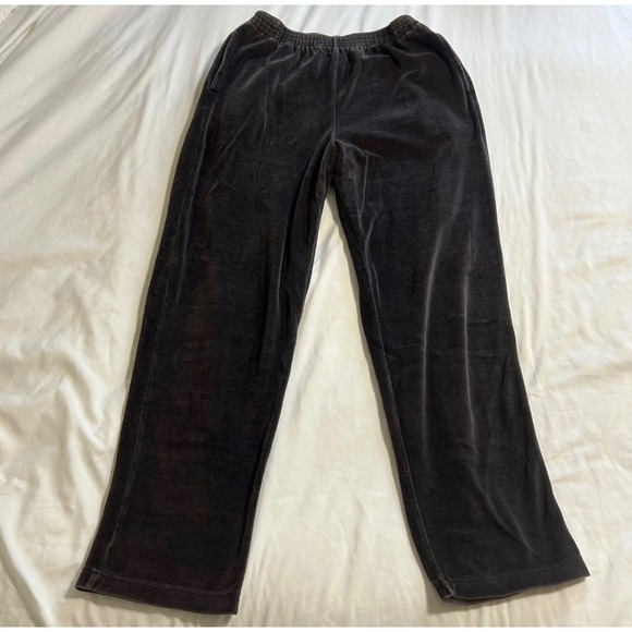 Pants - Vintage Velour Track Pants Gray Cotton Blend Straight Leg Lounge Trousers Medium